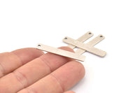 Tiny Rectangle Bar, 12 Antique Silver Plated Brass Rectangle Stamping Blanks with 1 Hole, Necklace Finding (35x5x0.80mm) U031