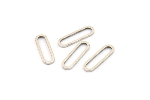 Gümüş Oval Bağlantı Parçası, 24 Antik Gümüş Kaplama Pirinç Oval Bağlantı Parçası, Tılsımlar, Bulgular (15x4,5x1 mm) E002
