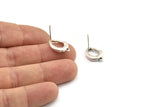 Silver Earring Post, 4 Antique Silver Plated Brass Drop Earring Posts With 1 Loop (16x11mm) D1307