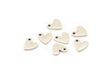 Silver Heart Charm, 24 Antique Silver Plated Brass Heart Charms With 1 Hole (8x1mm) M02172 Q0065