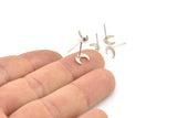 Silver Moon Earring, 10 Antique Silver Plated Brass Crescent Moon Stud Earrings (7x6x0.60mm) M1058 A2028