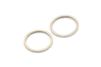 15mm Circle Connectors, 24 Antique Silver Plated Brass Circle Connectors (15x1x1mm) A4062