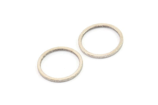 15mm Circle Connectors, 24 Antique Silver Plated Brass Circle Connectors (15x1x1mm) A4062
