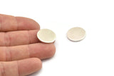 Silver Round Blank, 4 Antique Silver Plated Brass Cabochon Tags, Stamping Tags (18x1.5mm) Y194
