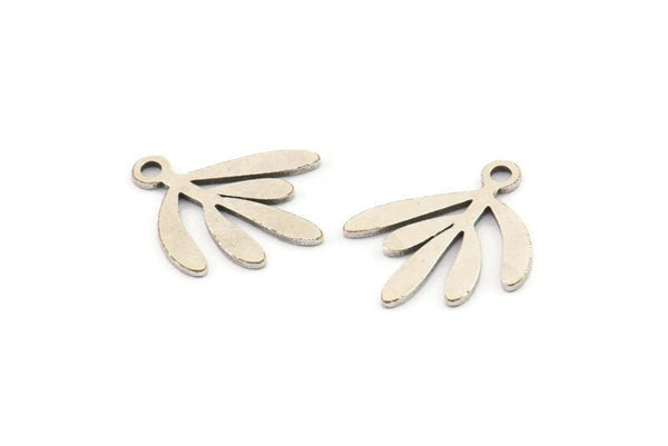 Silver Leaf Charm, 12 Antique Silver Plated Brass Leaf Charms With 1 Loop, Charm Pendants (18x17x0.60mm) A3578 H0897