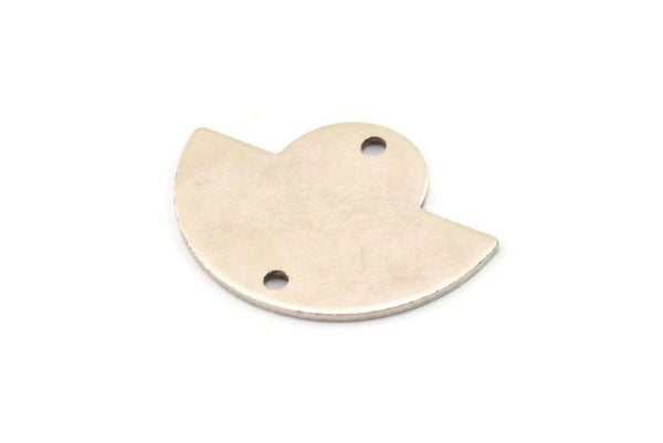 Semi Circle Pendant, 4 Antique Silver Plated Brass Semi Circle Blanks With 2 Holes, Geometric Pendant (24x17.5x0.8mm) U098