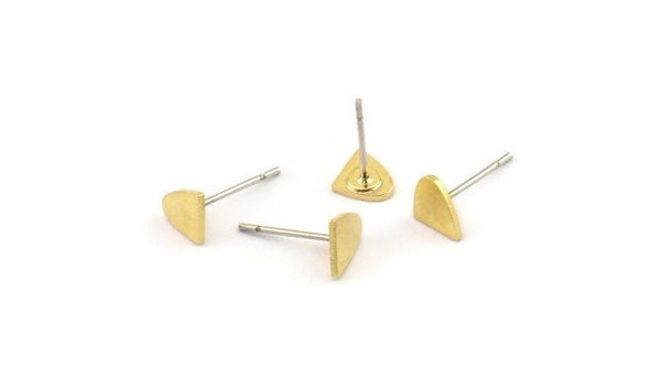 Earring Studs, 12 Raw Brass - Irregular Shaped Stud Earrings - Brass Earrings - Earrings (6x6x0.80mm) A6054