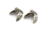 Silver Bird, Antique Silver Plated Brass Bird Figurines  (20x20mm) N0126