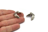 Silver Bird, Antique Silver Plated Brass Bird Figurines  (20x20mm) N0126
