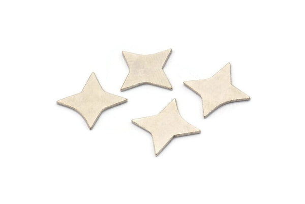 Silver Star Blank, 24 Antique Silver Plated Brass Star Shaped Blanks, Stamping Brass (13.5x10x0.60mm) A4317