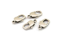Silver Parrot Clasp, 4 Antique Silver Plated Brass Huge Lobster Claw Clasp (19.7x9.8mm) Bs-1227--n0591