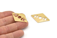 Gold Diamond Charm, 2 Gold Plated Brass Moon Charms With 1 Hole, Rhombus Blanks (40x26x0.80mm) M01670 H0926