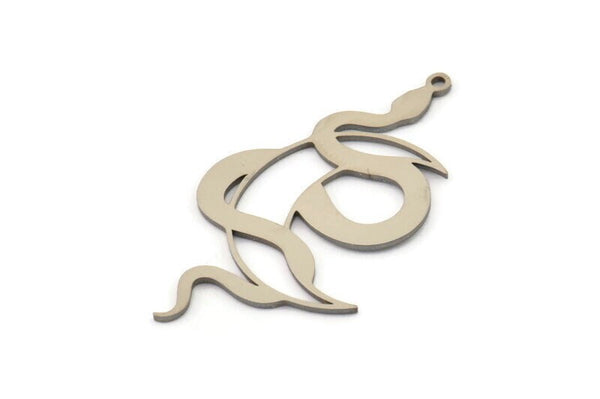 Steel Moon Charm, Stainless Steel Crescent Moon And Snake Shaped Charms With 1 Loop (40x22x0.80mm) SMP1269  A2973