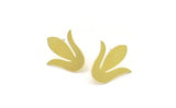 Brass Flower Earring, 6 Raw Brass Tulip Flower Shaped Stud Earrings (24x23x0.60mm) A3988