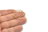 Pirinç Geometrik Tılsım, 4 Ham Pirinç Küpe Tılsımı, 1 Halkalı Altıgen Küpeler, Pirinç Parçalar (36x25x0,80 mm) SMP1253