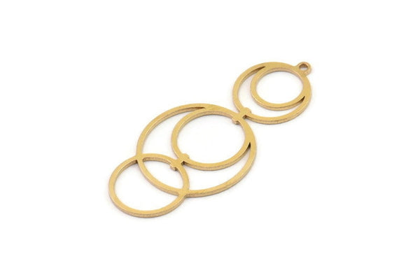 Brass Geometric Charm, 4 Raw Brass Earring Charms, Moon Charms, Circle Earrings With 1 Loop, Brass Findings (44x20x0.80mm) SMP1251