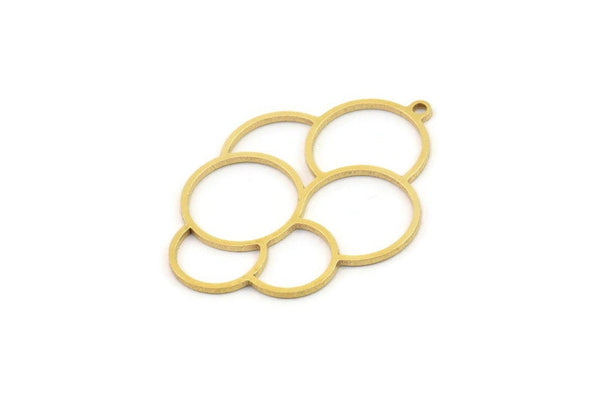 Brass Geometric Charm, 4 Raw Brass Earring Charms, Circle Charms, Circle Earrings With 1 Loop, Brass Findings (35x25x0.80mm) SMP1252 SY0359