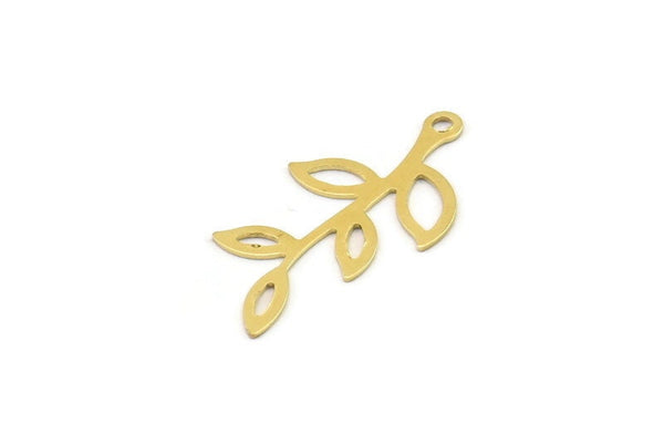 Brass Leaf Charm, 24 Raw Brass Leaf Charms With 1 Loop, Charm Earrings (26x14x0.50mm) A1847