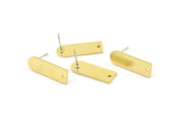 Earring Studs, 6 Raw Brass - D Shape Earrings - Earring Findings, Rectangle Earrings (21.5x7x1mm) A6169 A5335