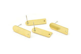 Earring Studs, 6 Raw Brass - D Shape Earrings - Earring Findings, Rectangle Earrings (21.5x7x1mm) A6169 A5335