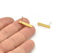 Earring Studs, 10 Raw Brass - Stick Earrings - Earring Findings, Rectangle Earrings (19x4x1mm) A3311