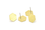 Brass Hexagon Earring, 6 Raw Brass Hexagon Stud Earrings (12.5x1mm) A5865