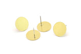 Brass Round Earring, 8 Raw Brass Round Stud Earrings (13x0.80mm) A6772 A2978