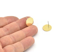 Brass Round Earring, 8 Raw Brass Round Stud Earrings (13x0.80mm) A6772 A2978