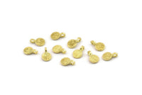 Brass Round Charm, Raw Brass, Round Patterned Jewelry, Brass Beads, Round Bracelet Findings, Bracelet Charms (8x5x1mm) N2487