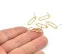 Brass Oval Earring, 8 Raw Brass Oval Stud Earrings (20x6x0.60mm) A6311
