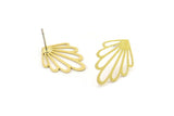 Brass Leaf Earring, 6 Raw Brass Leaf Stud Earrings (19x14x0.60mm) A6347