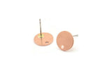 Copper Cabochon Earring, 12 Raw Copper Cabochon Stud Earrings With 1 Hole (10x0.80mm) M009 A5825