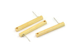 Earring Studs, 6 Raw Brass - Stick Earrings - Earring Findings, Rectangle Earrings (3x3x30mm) D0240 A6532
