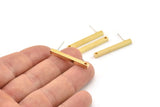 Earring Studs, 6 Raw Brass - Stick Earrings - Earring Findings, Rectangle Earrings (3x3x30mm) D0240 A6532
