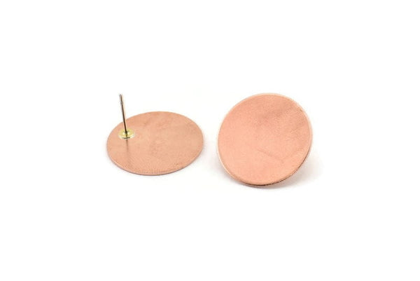 Copper Round Earring, 4 Raw Copper Stud Earrings (20x0.80mm) D0501 A5829
