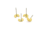 Brass Circle Earring, 12 Raw Brass Pizza Slice Shaped Stud Earrings (6x6x0.60mm) A5584
