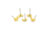Brass Circle Earring, 12 Raw Brass Pizza Slice Shaped Stud Earrings (6x6x0.60mm) A5584