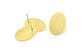 Brass Oval Earring, 6 Raw Brass Oval Stud Earrings (21.5x16x0.60mm) A2210 A6246