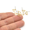 Brass Triangle Earring, 10 Raw Brass Triangle Stud Earrings (9x0.80mm) D0249 A6381