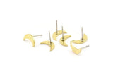 Brass Moon Earring, 12 Raw Brass Crescent Moon Shaped Stud Earrings (11x3x1mm) A5289