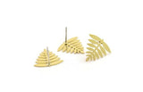 Earring Studs, 8 Raw Brass - Tree Shaped Stud Earrings - Brass Earrings - Earrings (15x16x0.60mm) A5293