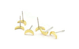 Brass Moon Earring, 12 Raw Brass Crescent Moon Shaped Stud Earrings (8x3x1mm) A4870