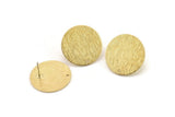 Brass Round Earring, 4 Raw Brass Textured Round Stud Earrings (21x1mm) D0763 A6085