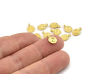 Brass Spiral Charm, Brass, Round Charms, Round Patterned Jewelry, Raw Brass, Round Bracelet Findings, Bracelet Charms (10x7x1.2mm) N2497