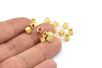 Brass Cube Beads, Raw Brass Spacer Cube Beads, Tiny Spacer Beads, Square Beads, Hammered Brass Cube Beads, Mini Cube Beads (4x4.5mm) N2460