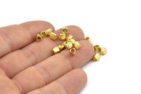 Brass Cube Beads, Raw Brass Spacer Cube Beads, Tiny Spacer Beads, Triangle Beads, Hammered Brass Cube Beads, Mini Cube Beads (4mm) N2481