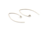 Silver Earring Wires, 12 Antique Silver Plated Brass Earring Wires With 1 Loop (29x0.7mm) E359