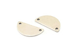 Semi Circle Charm, 8 Antique Silver Plated Brass Semi Circle Blanks, Moon Connectors (20x10x0.80mm) A0937