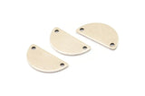 Semi Circle Charm, 8 Antique Silver Plated Brass Semi Circle Blanks, Moon Connectors (20x10x0.80mm) A0937