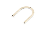Silver U Shape Charm, 6 Antique Silver Plated Brass U Shaped Charms With 3 Holes (30x25x0.80mm) M02103